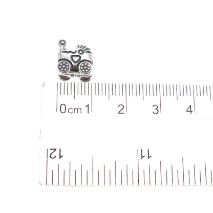 PANDORA 925 Sterling Silver Baby Carriage / Stroller Slide Bead Charm
