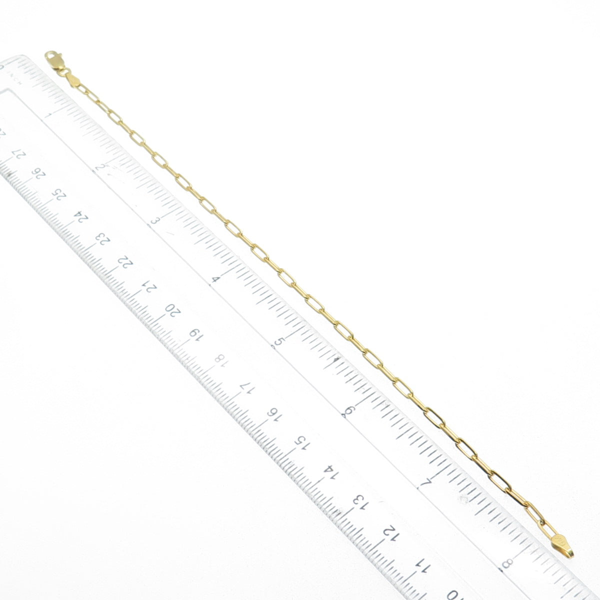 925 Sterling Silver Gold Plated Italy Paperclip Link Bracelet 8"