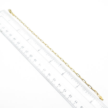 925 Sterling Silver Gold Plated Italy Paperclip Link Bracelet 8"