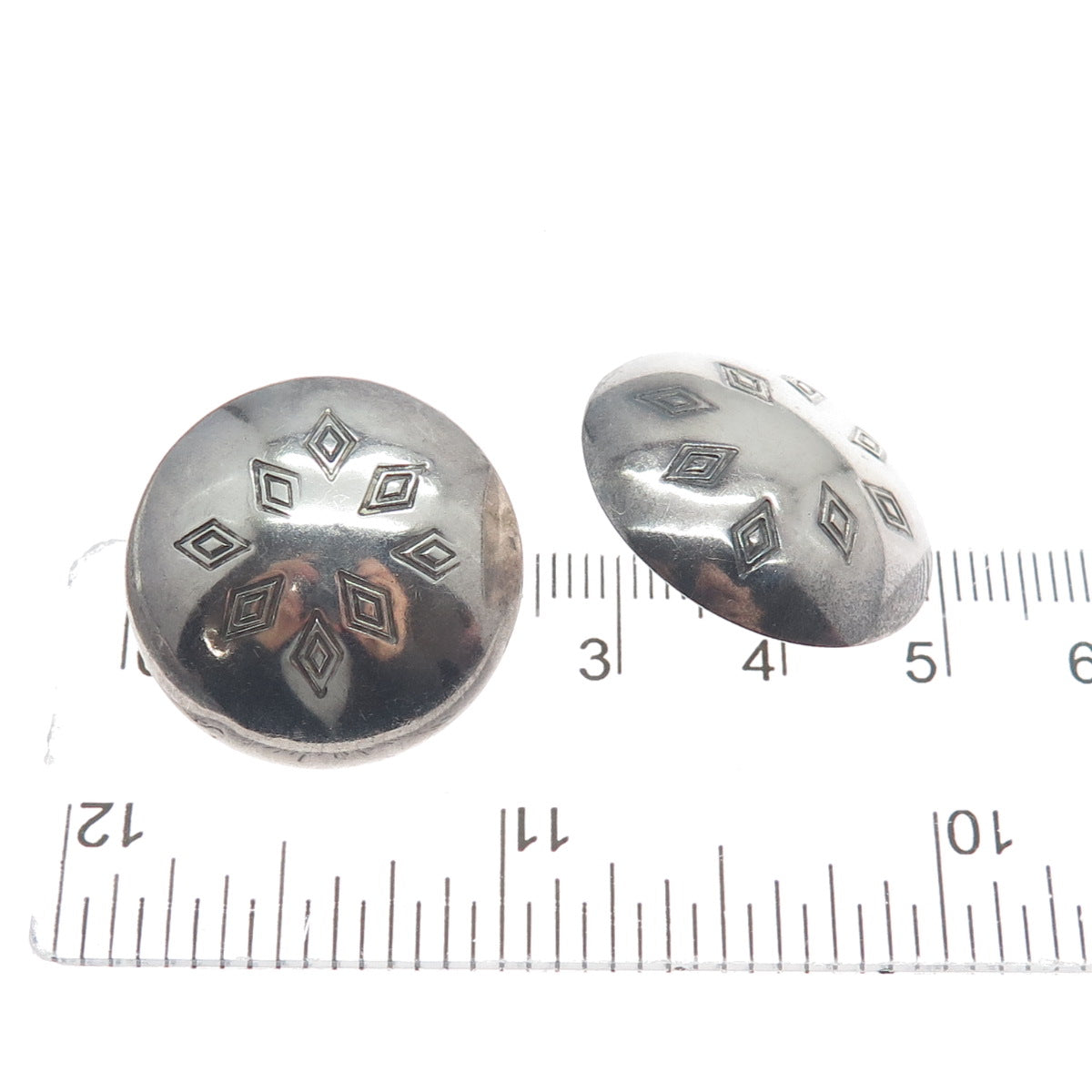 S. KRATH 925 Sterling Silver Vintage Modernist Snowflake Dome Clip On Earrings
