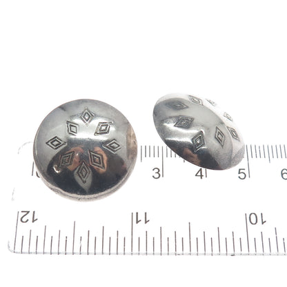 S. KRATH 925 Sterling Silver Vintage Modernist Snowflake Dome Clip On Earrings