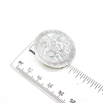 925 Sterling Silver Vintage Mexico Taxco Fight Storyteller Pin Brooch