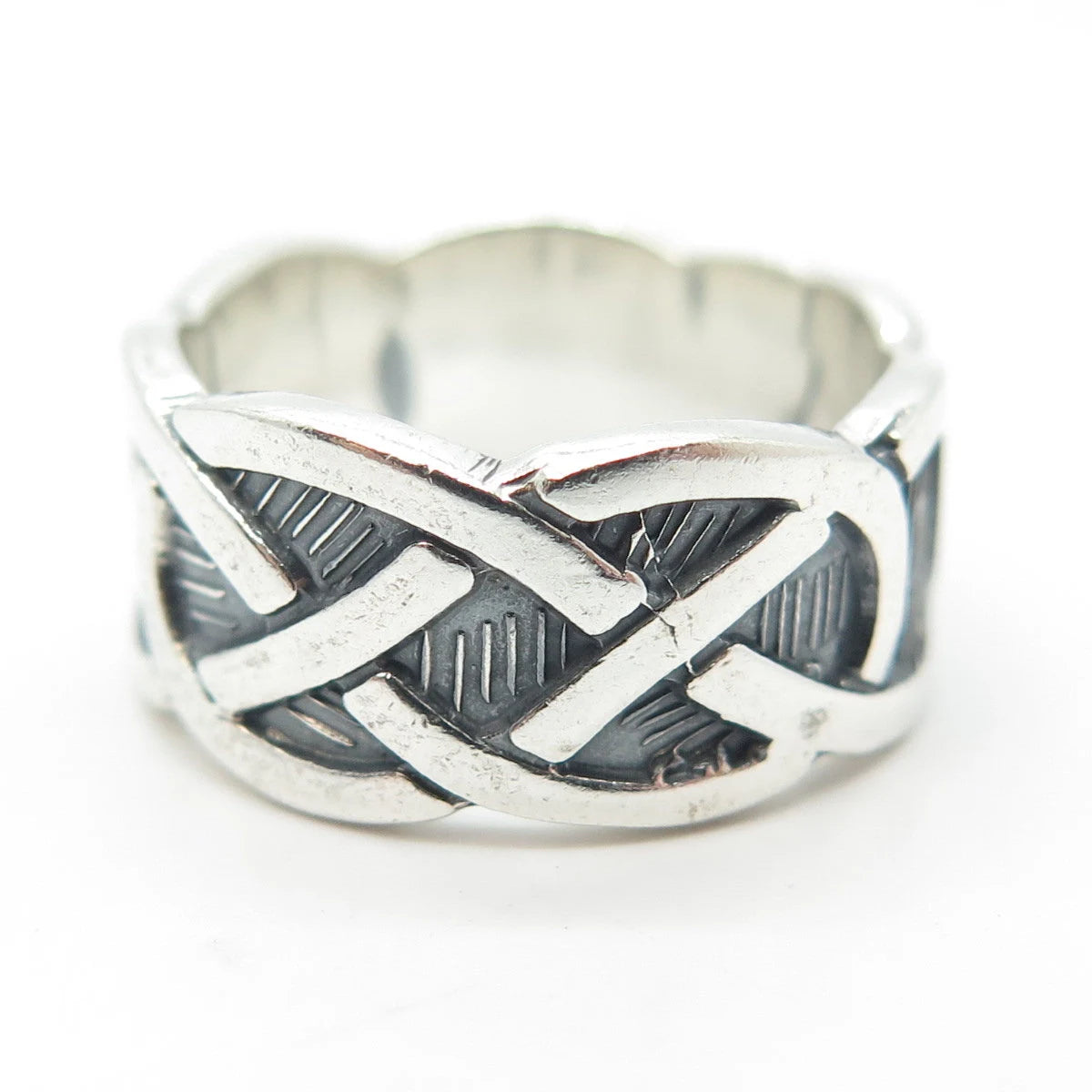 925 Sterling Silver Vintage Celtic Band Ring Size 7.5