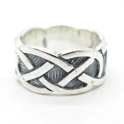 925 Sterling Silver Vintage Celtic Band Ring Size 7.5
