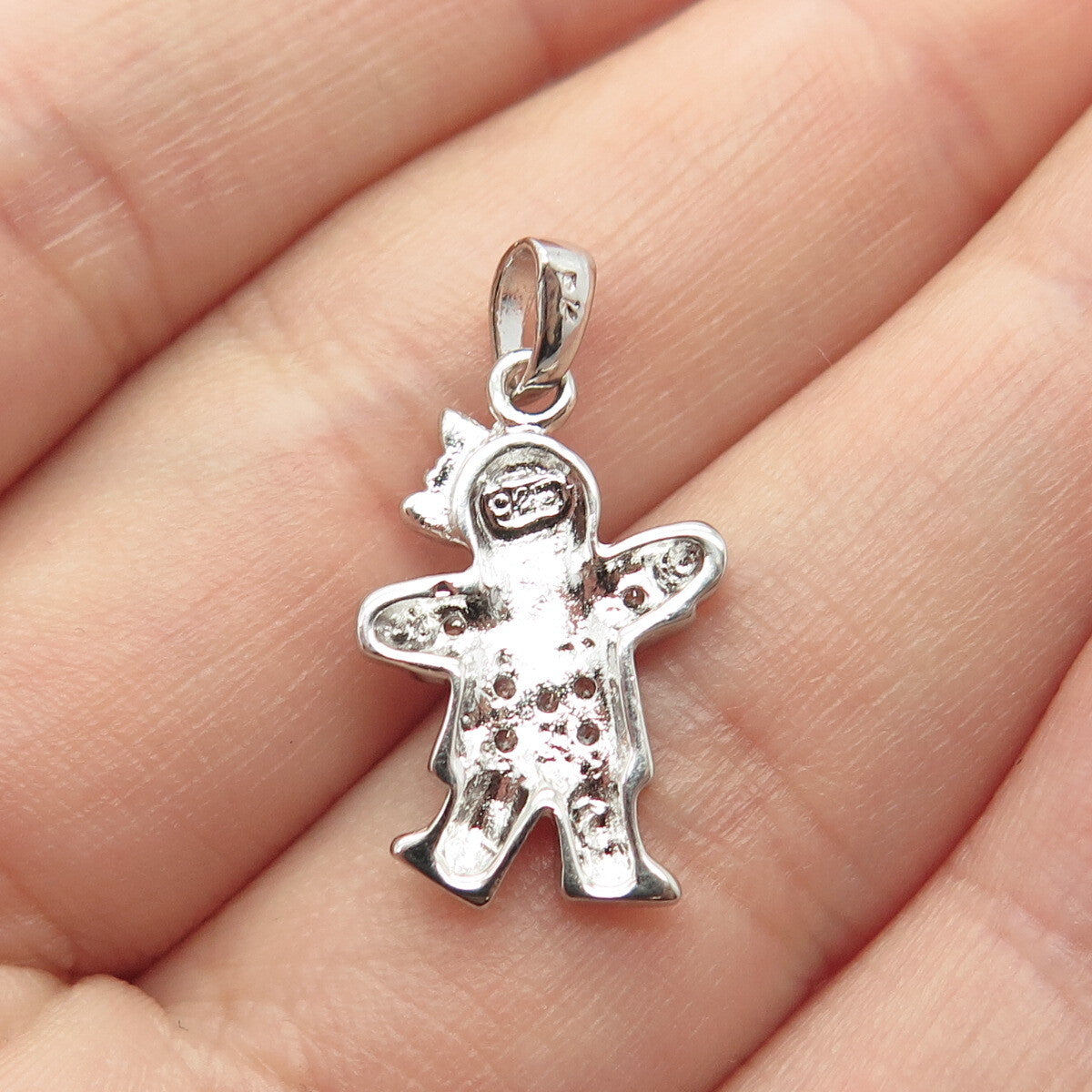 925 Sterling Silver C Z Happy Girl Charm Pendant