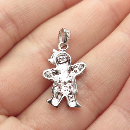 925 Sterling Silver C Z Happy Girl Charm Pendant
