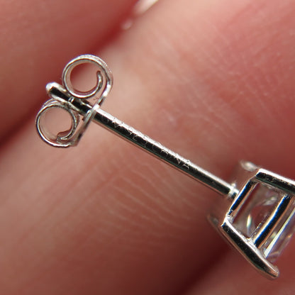 925 Sterling Silver Princess-Cut C Z Stud Earrings