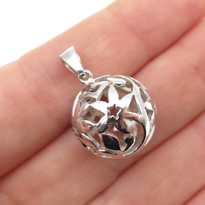 925 Sterling Silver Vintage Floral Ornate Ball Mini 3D Charm Pendant