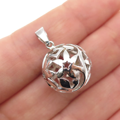 925 Sterling Silver Vintage Floral Ornate Ball Mini 3D Charm Pendant