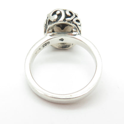 SILPADA Sterling Silver Vintage Real Smoky Quartz Swirl Oxidized Ring Size 7.25