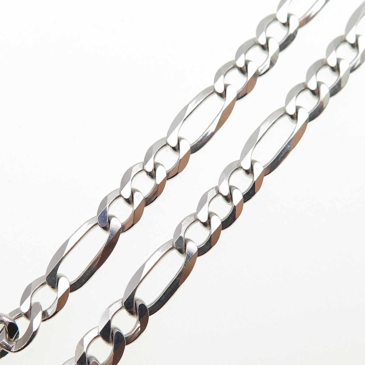P. LUX 925 Sterling Silver Italy Figaro Chain Necklace 20"
