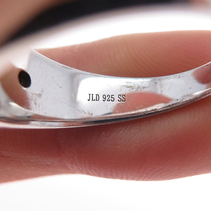 925 Sterling Silver Real Lapis Lazuli & White Topaz Modernist Ring Size 12.25