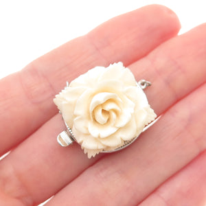 925 Sterling Silver Antique Art Deco Bracelet / Necklace Rose Box Lock Clasp