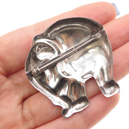 Melicio Rodriguez Sterling Silver Vintage Mexico Elephant Oxidized Pin Brooch