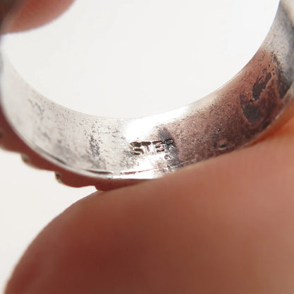 925 Sterling Silver Vintage Tribal Band Ring Size 6