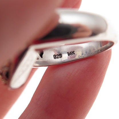 Sadye L Vassil 925 Sterling Silver 14K Gold Real Pink Topaz Heart Ring Size 7