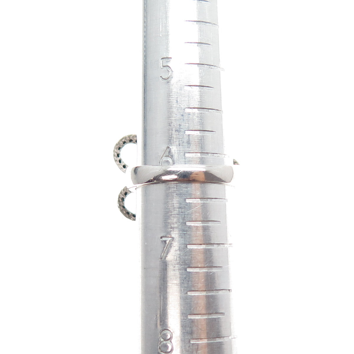 925 Sterling Silver Real Black Spinel & C Z Modernist Flower Ring Size 6.25