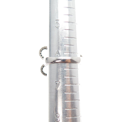 925 Sterling Silver Real Black Spinel & C Z Modernist Flower Ring Size 6.25