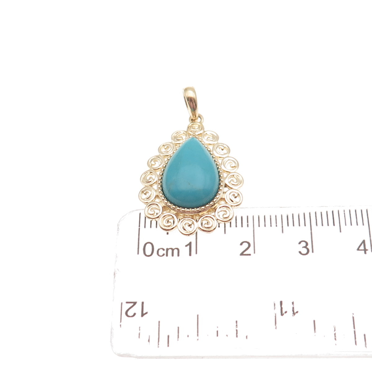 Ross Simons 925 Sterling Silver Gold Plated Vintage Real Turquoise Charm Pendant