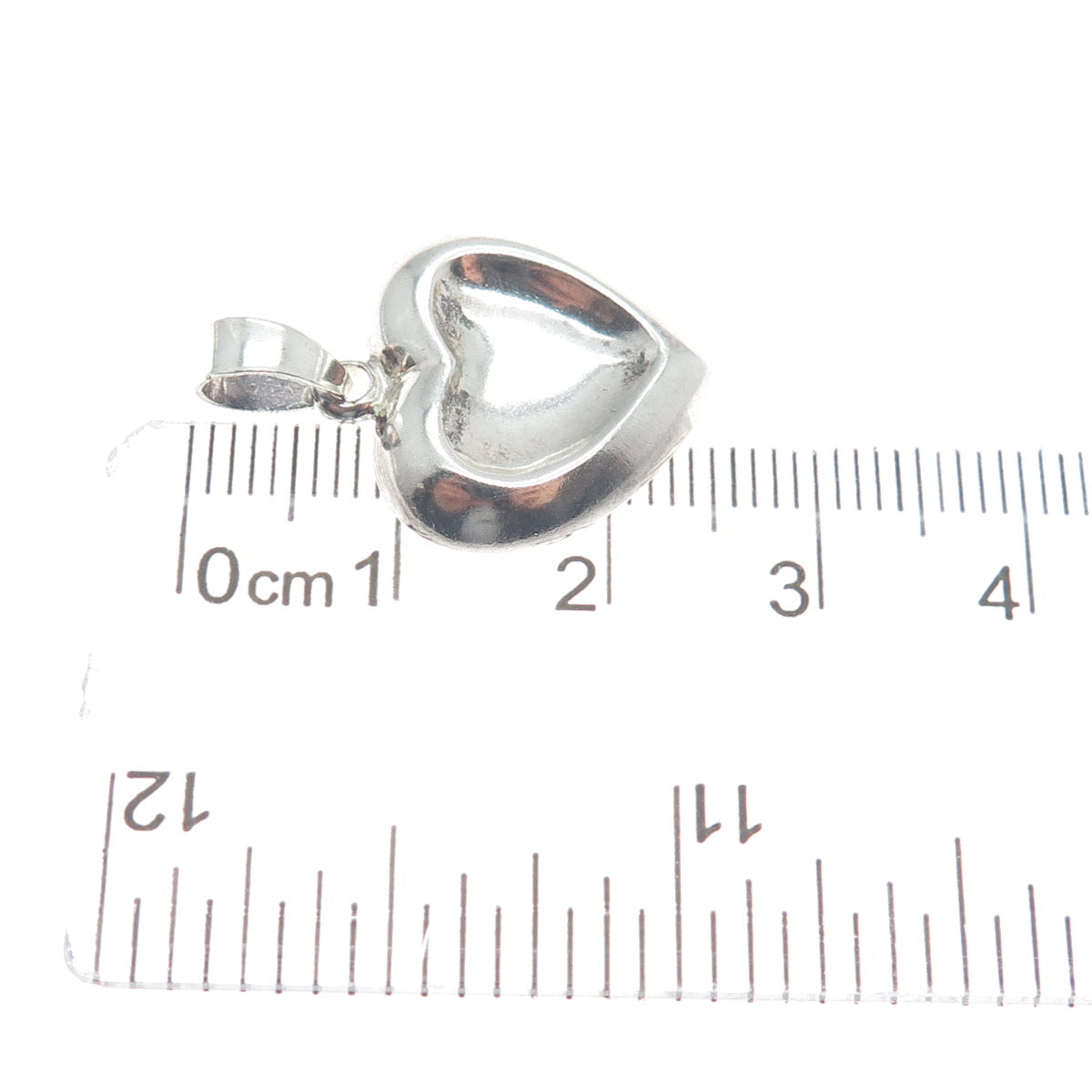 925 Sterling Silver Vintage Modernist Heart Minimalist Charm Pendant