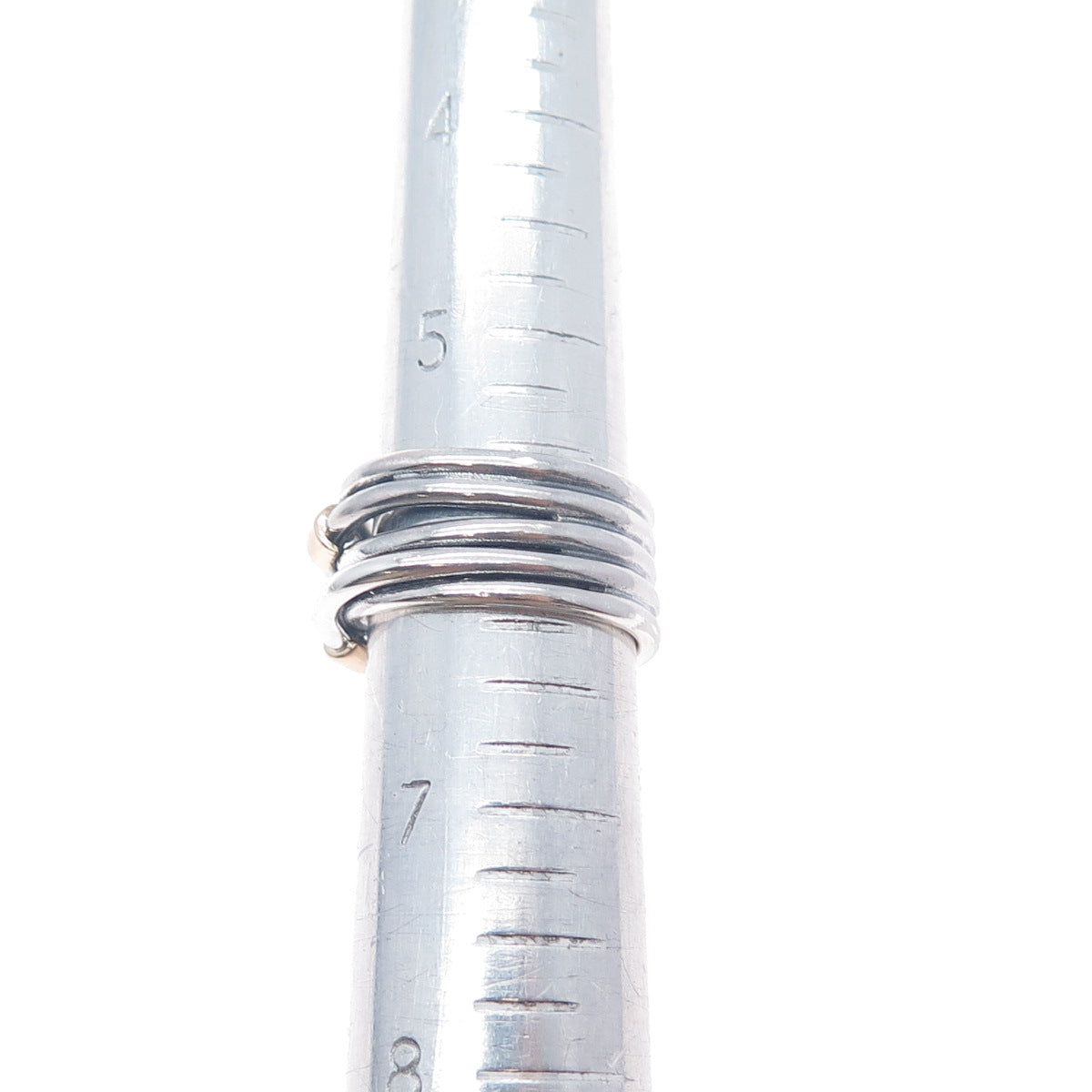 14K Gold 925 Sterling Silver Vintage Modernist Crisscross Ring Size 6.25