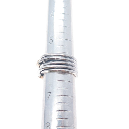 14K Gold 925 Sterling Silver Vintage Modernist Crisscross Ring Size 6.25