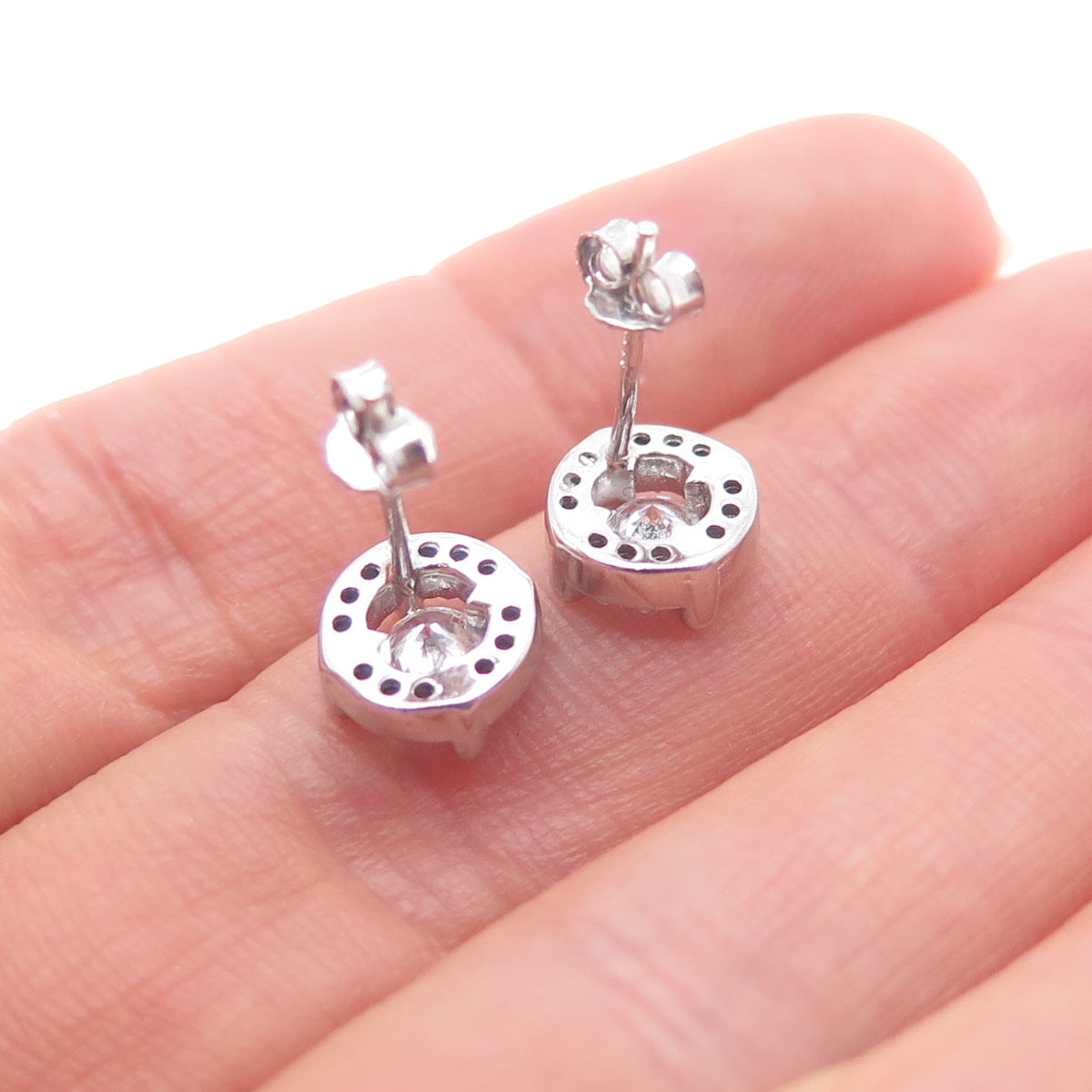 925 Sterling Silver Round-Cut Multi-Color C Z Stud Earrings