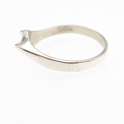 925 Sterling Silver Vintage Mexico Modernist Oxidized Ring Size 5.5