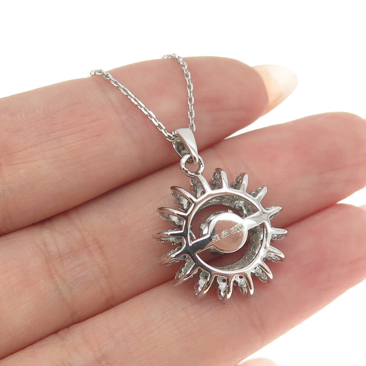 925 Sterling Silver Italy Round-Cut Shaped C Z Cable Chain Necklace 18"