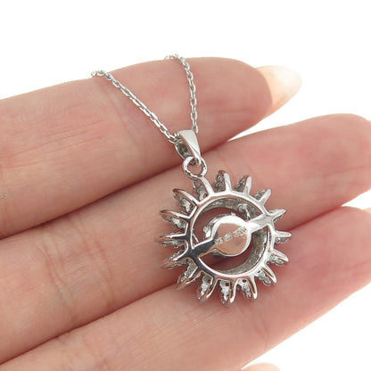 925 Sterling Silver Italy Round-Cut Shaped C Z Cable Chain Necklace 18"