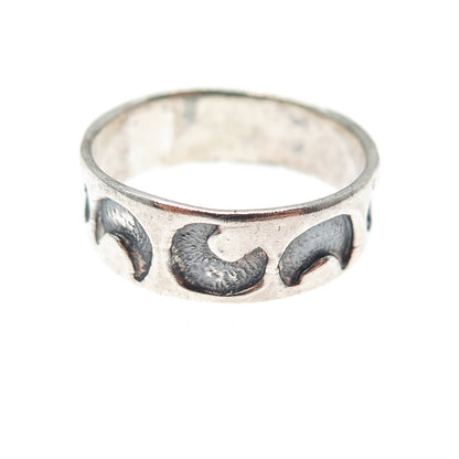 925 Sterling Silver Vintage Crescent Moon Band Ring Size 9.25