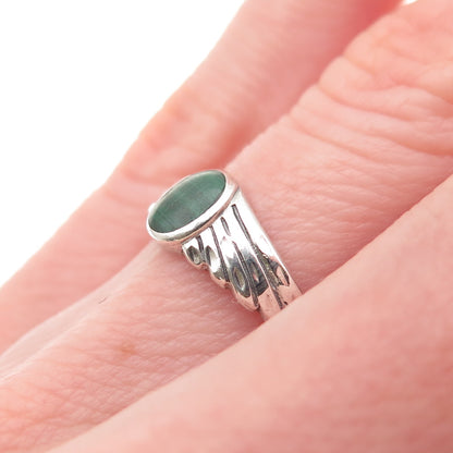 Silver Fox 925 Sterling Vintage Real Malachite Ring Size 5.75