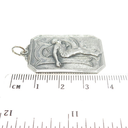 925 Sterling Silver Antique 1933 "50 YD Backstroke" Swimming Medal Pendant