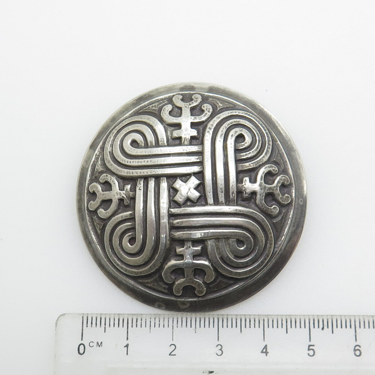 KAUNIS KORU 916H Silver Vintage 1960 Finland St. Johns Arms Oxidized Pin Pendant