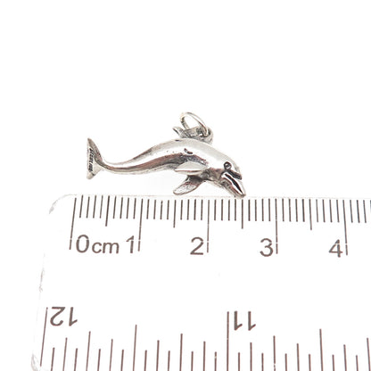 925 Sterling Silver Vintage Dolphin Oxidized 3D Mini Charm Pendant