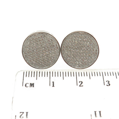 925 Sterling Silver Round-Cut C Z Disc Stud Earrings