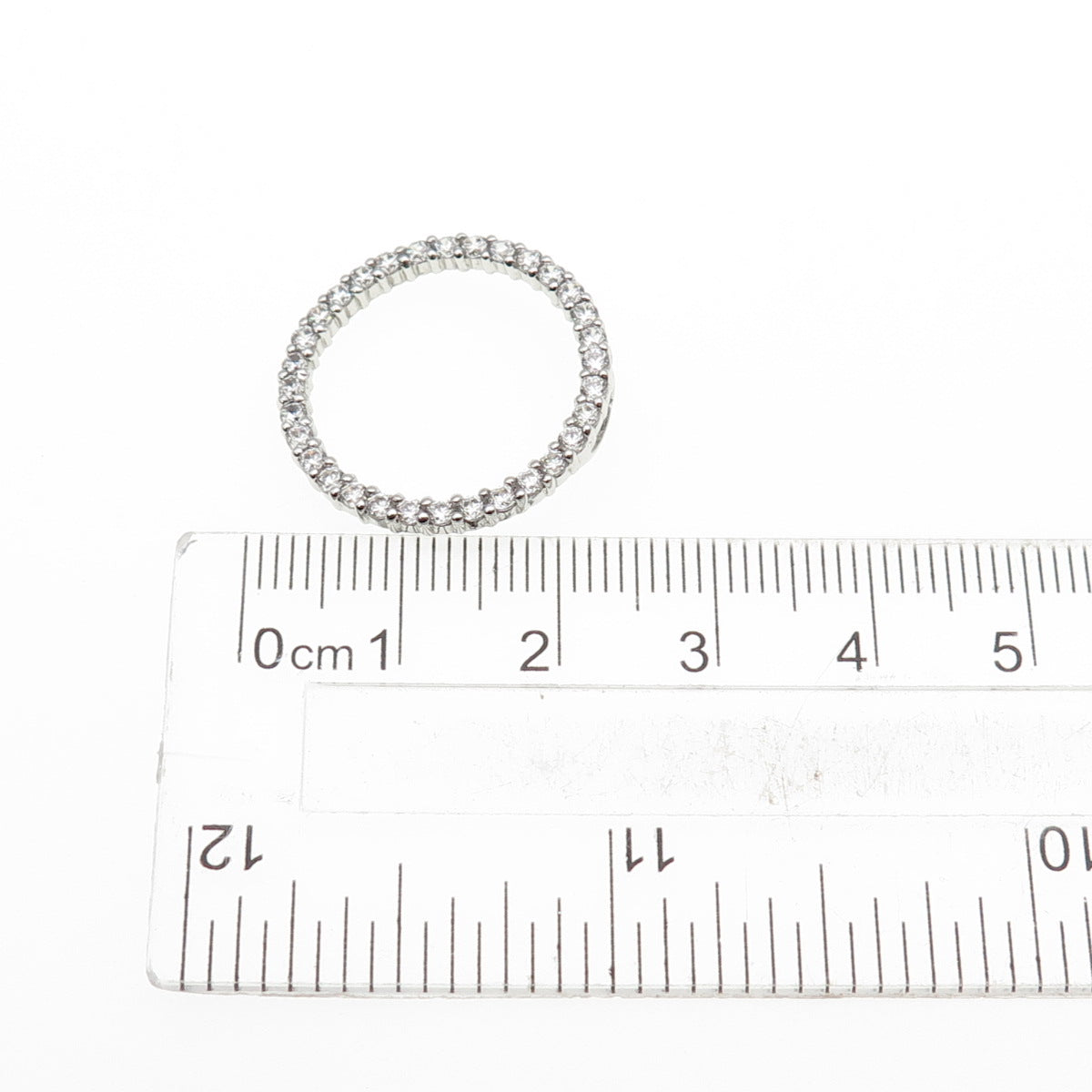 925 Sterling Silver Round-Cut C Z Circle of Life Mini Slide Charm Pendant