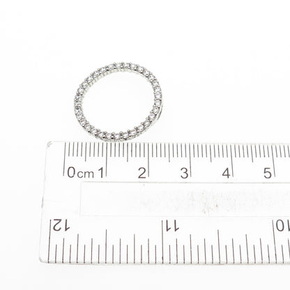 925 Sterling Silver Round-Cut C Z Circle of Life Mini Slide Charm Pendant