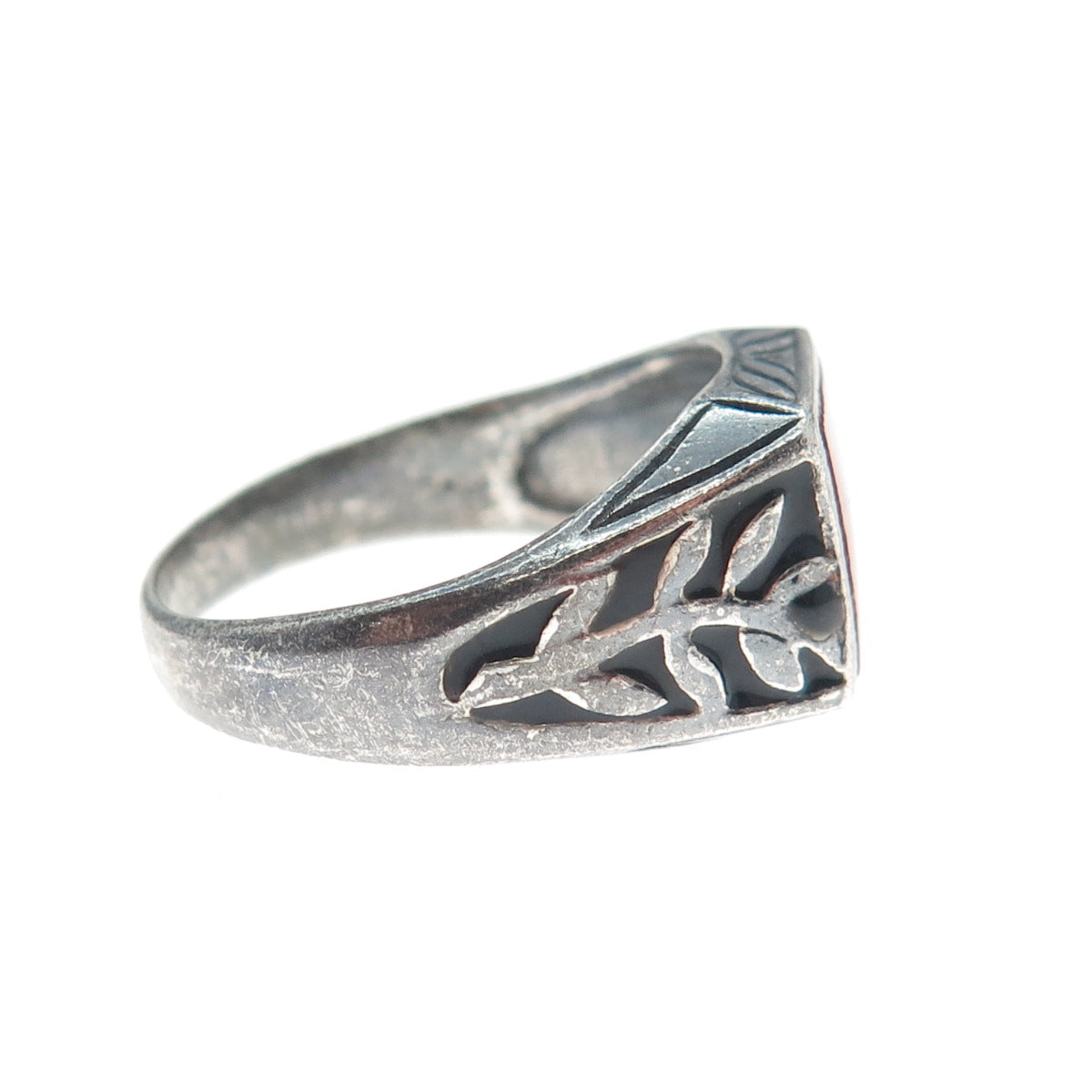 FD FELICIA DESIGN 925 Sterling Silver Vintage Carnelian Oxidized Ring Size 9.25