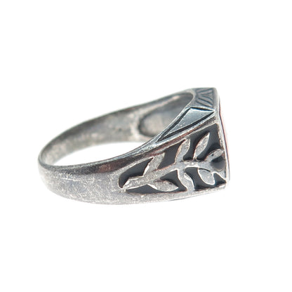 FD FELICIA DESIGN 925 Sterling Silver Vintage Carnelian Oxidized Ring Size 9.25