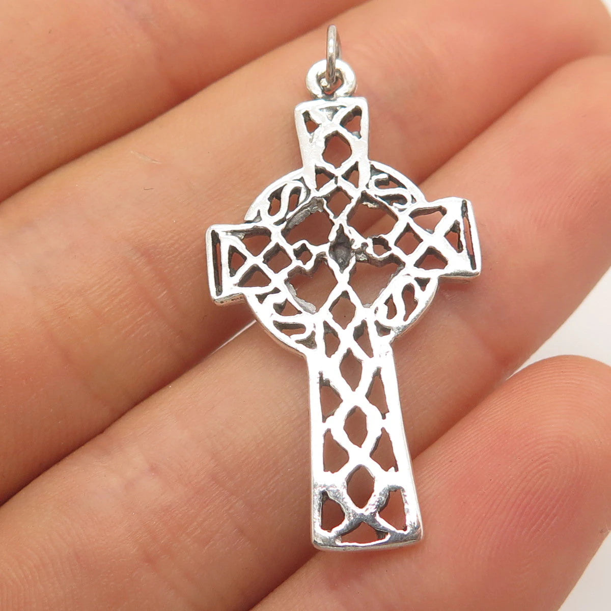 925 Sterling Silver Vintage Celtic Cross Pendant