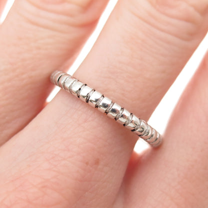 925 Sterling Silver Vintage Stackable Ribbed Band Ring Size 8