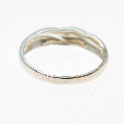925 Sterling Silver Vintage Modernist Wavy Ring Size 8.25