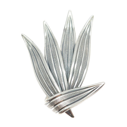 BEAU 925 Sterling Silver Vintage Palm Frond Leaves Pin Brooch