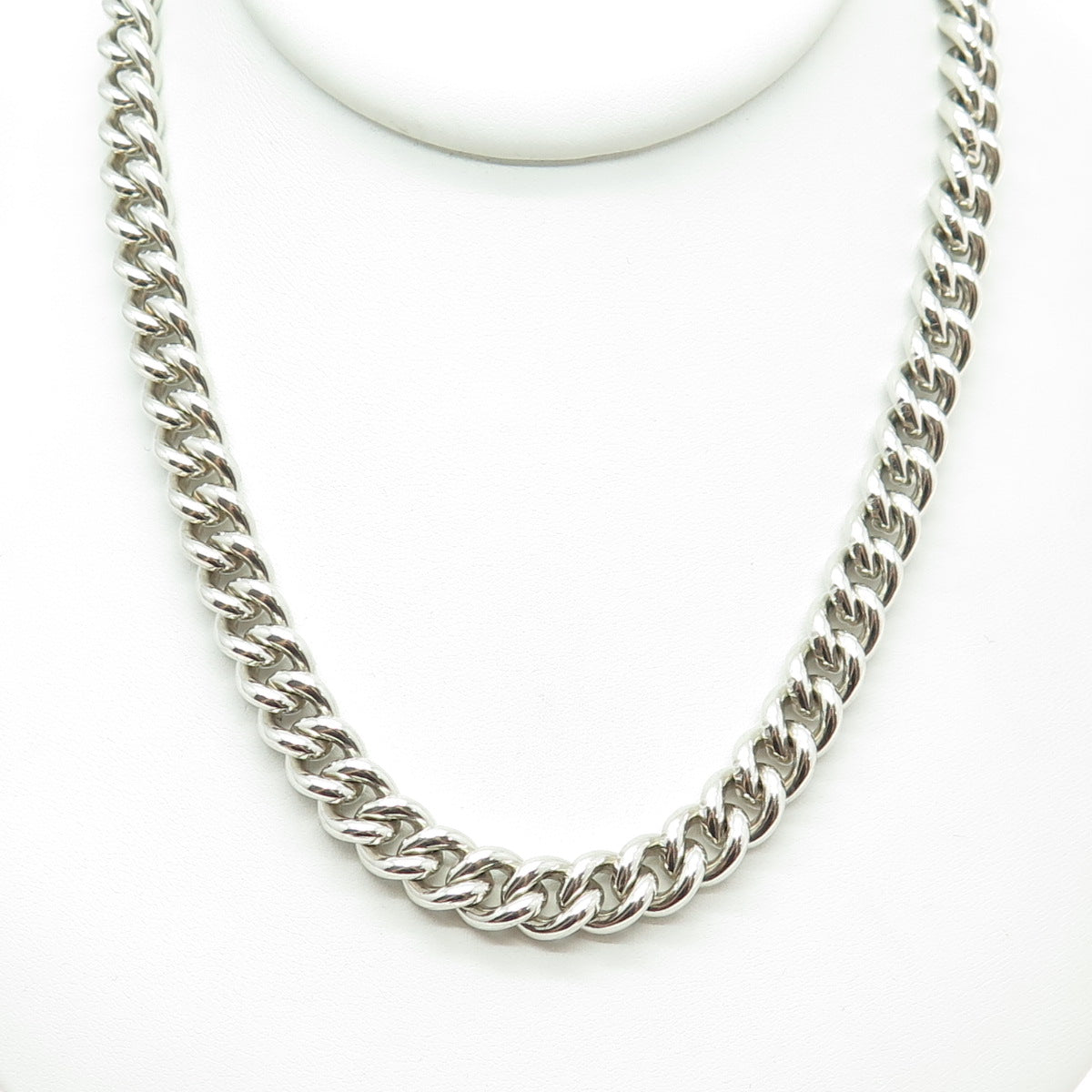 RALPH LAUREN 925 Sterling Silver Vintage Cuban Chain Toggle Clasp Necklace 16"