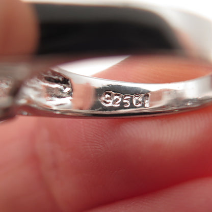 925 Sterling Silver Real Round-Cut Sapphire Floral Ring Size 5