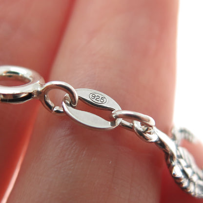 925 Sterling Silver Vintage Turtle Link Oxidized Bracelet 7.5"