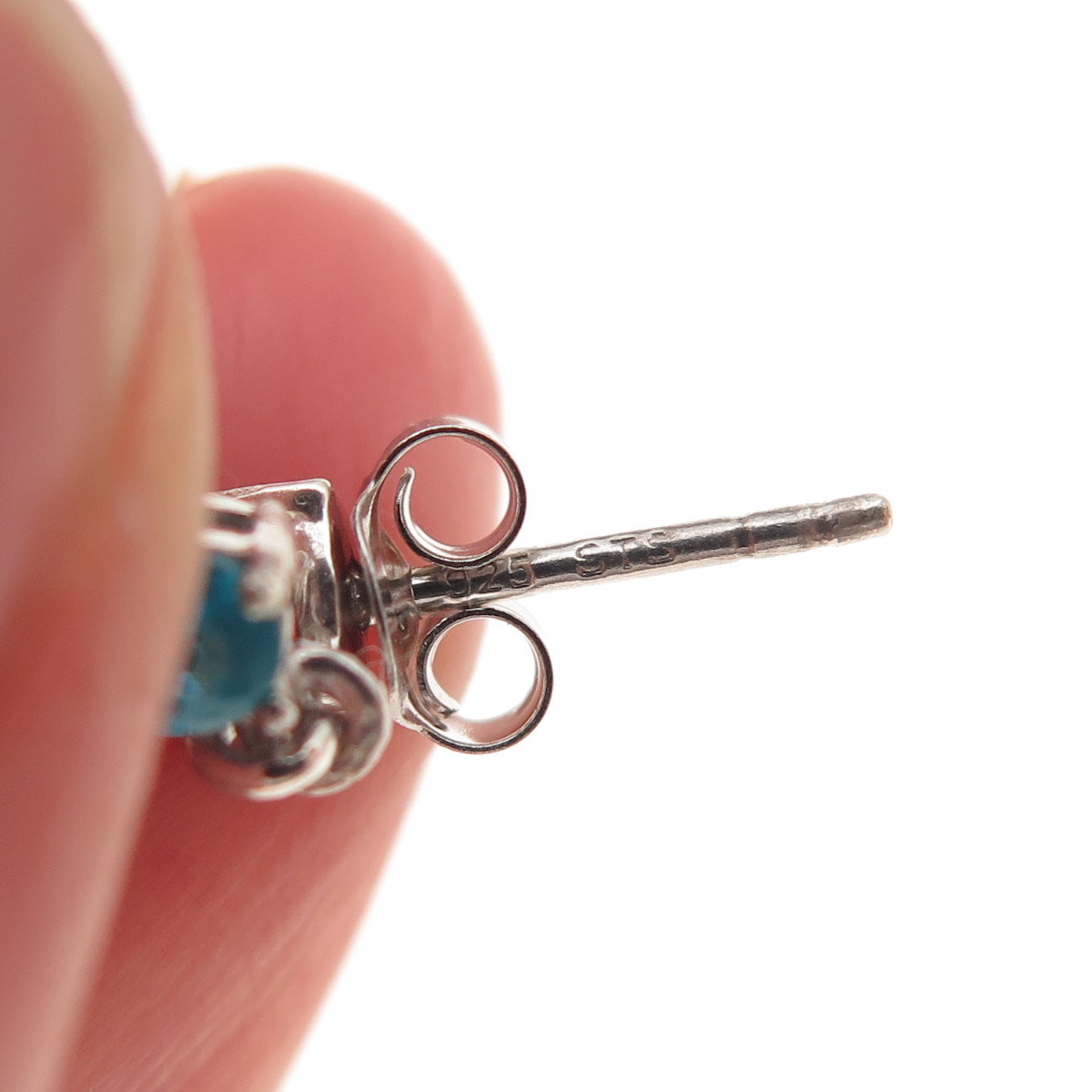 Chuck Clemency 925 Sterling Silver Real Turquoise & Apatite Dangle Earrings