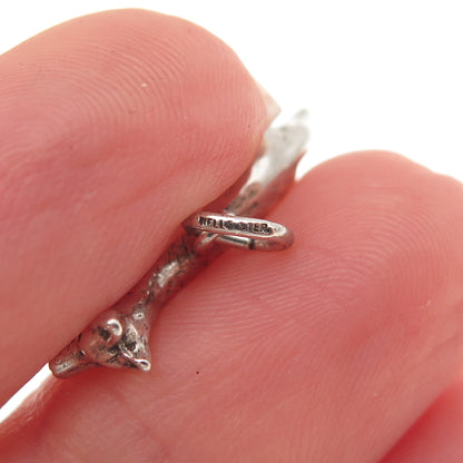 Wells 925 Sterling Silver Vintage German Shepherd Dog Oxidized Charm Pendant