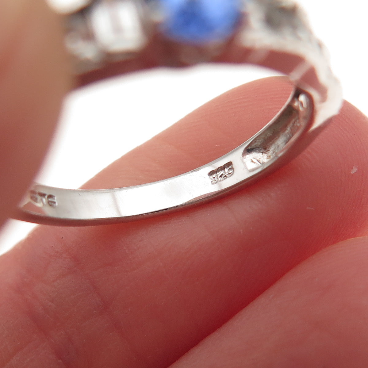 Chuck Clemency 925 Sterling Silver Real Tanzanite & White Topaz Ring Size 8.25